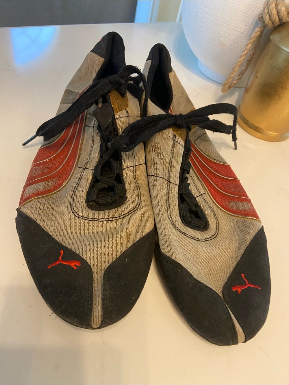 Puma Vintage Klim Men’s Gray and Red Low-Profile Sneakers